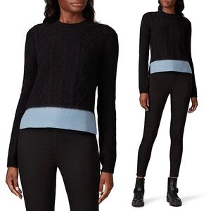 MARNI Silk‎ Virgin Wool Cable Knit Colorblock Stripe Crewneck Cropped Sweater XS